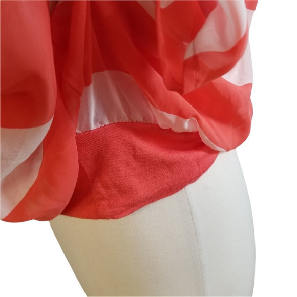 Papaya large L sheer top wide stripe beach beachy orange white stripped shirt bl - Picture 4 of 8